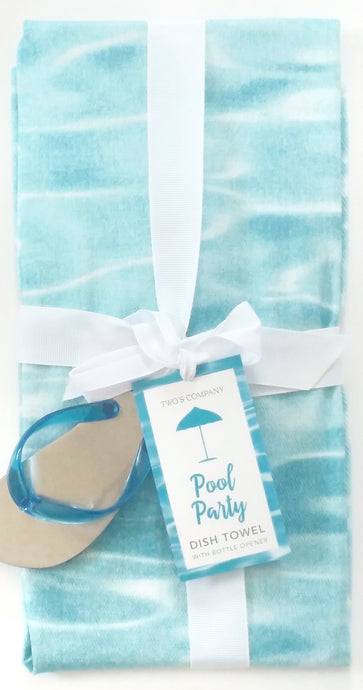 Two's Company Pool Party Dish Towel w/Bottle Opener