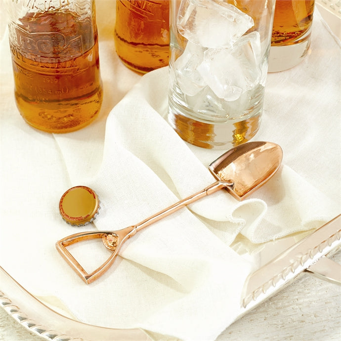 Rose Gold Shovel Bottle Opener in Gift Pouch
