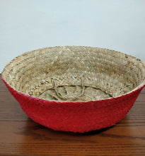 Creative Co-Op Small Natural & Red Woven Basket