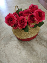 Creative Co-Op Small Natural & Red Woven Basket