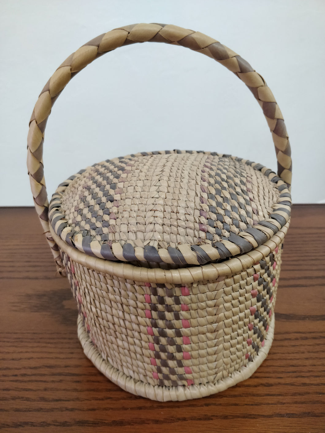 Vintage Woven Basket w/Lid