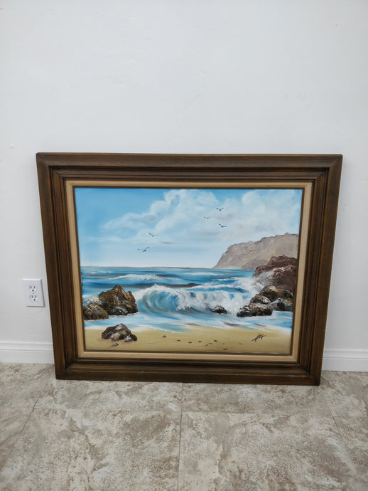 Vintage Ocean Waves Framed Wall Art