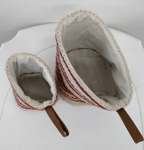 Creative Co-Op Jute Basket with Leather Handle