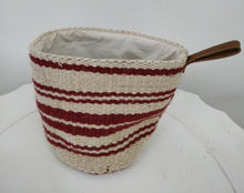 Creative Co-Op Jute Basket with Leather Handle