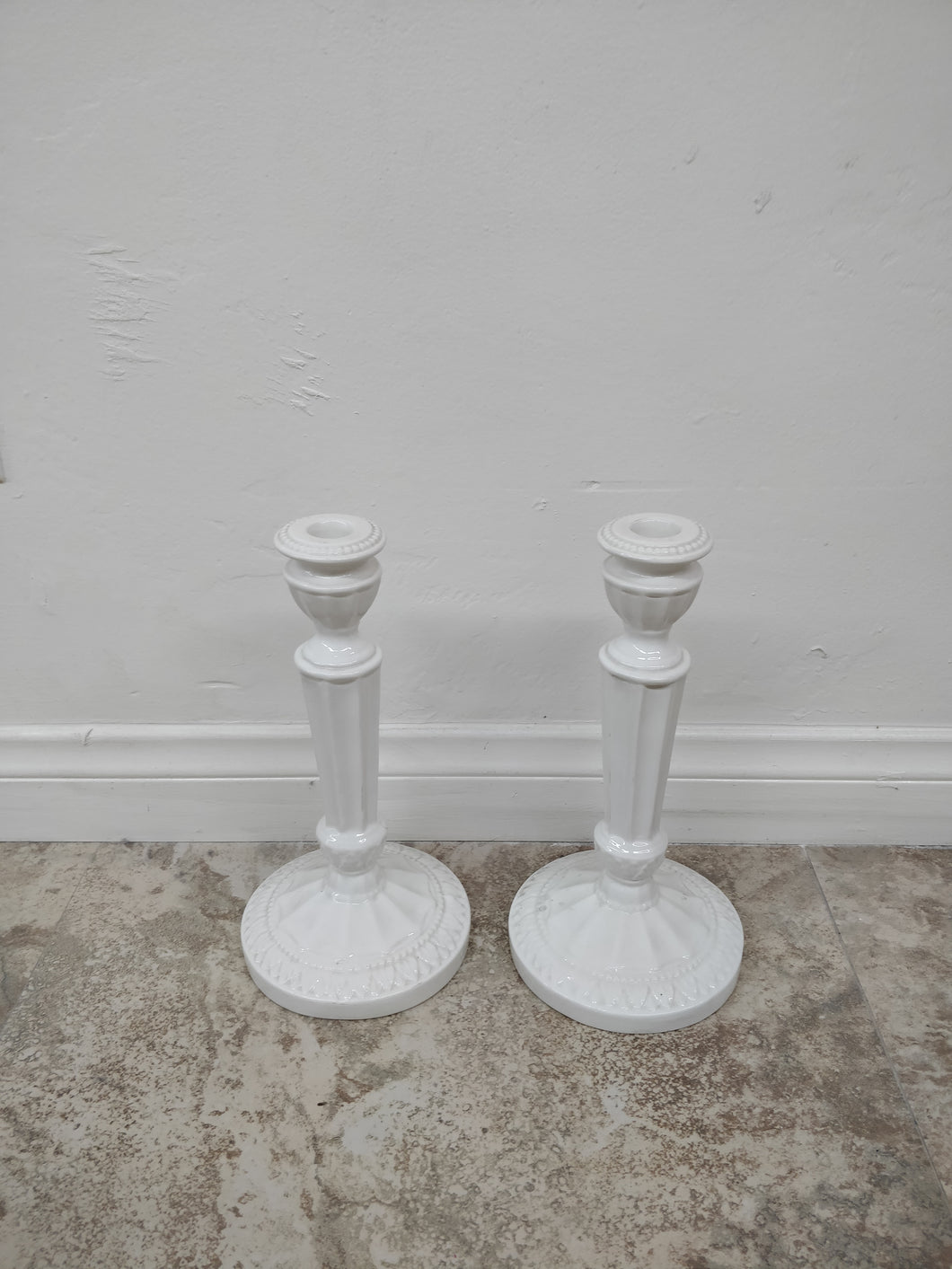 Vintage Italian White Metal Candlesticks
