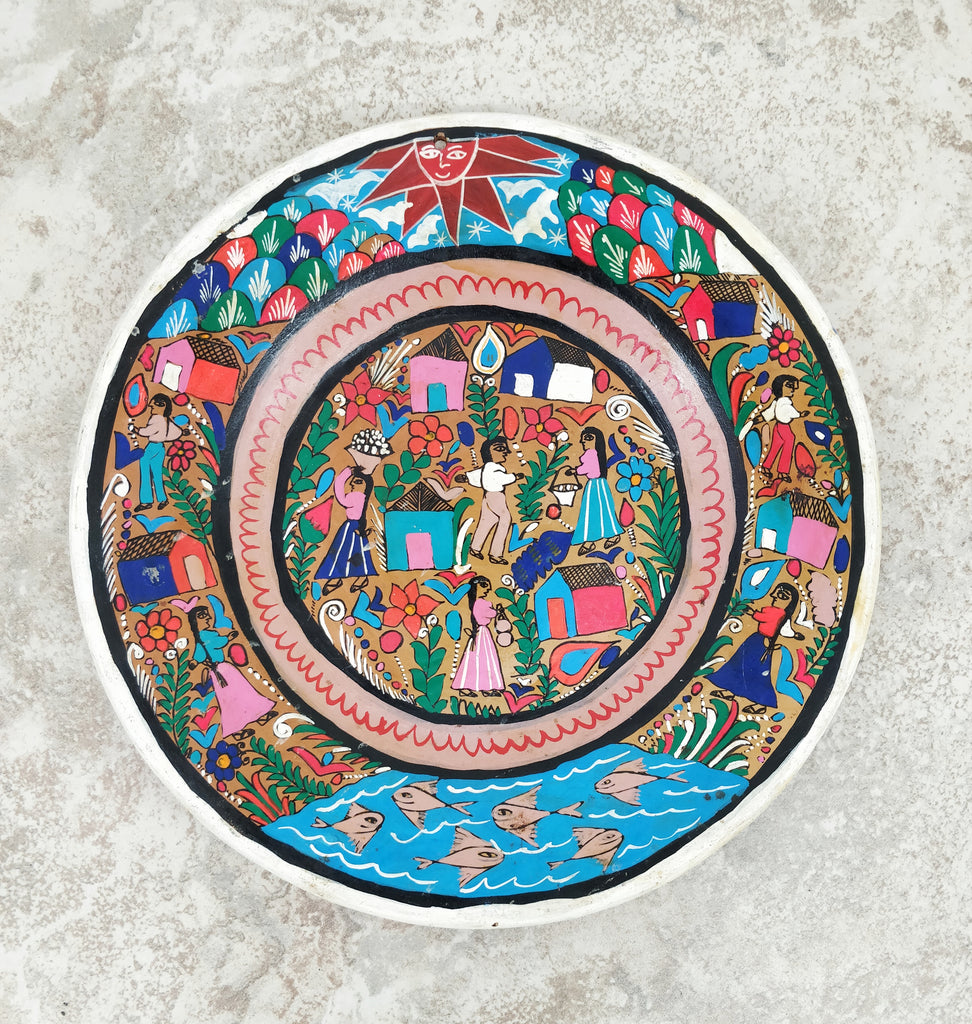 Lopez Vintage Mexican Folk Art Panel on Board sold at