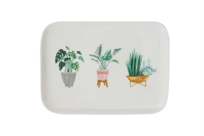 Stoneware Platter w/ Potted Plants