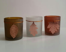 Two's Company Falling Leaves Frosted Tealight Candle Holders