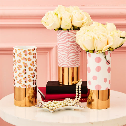 Two's Company Pink Ceramic Floral Vases