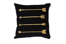 Creative Co-Op Black Pillow w/Gold Metallic Arrow