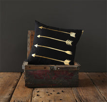 Creative Co-Op Black Pillow w/Gold Metallic Arrow
