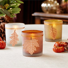 Two's Company Falling Leaves Frosted Tealight Candle Holders