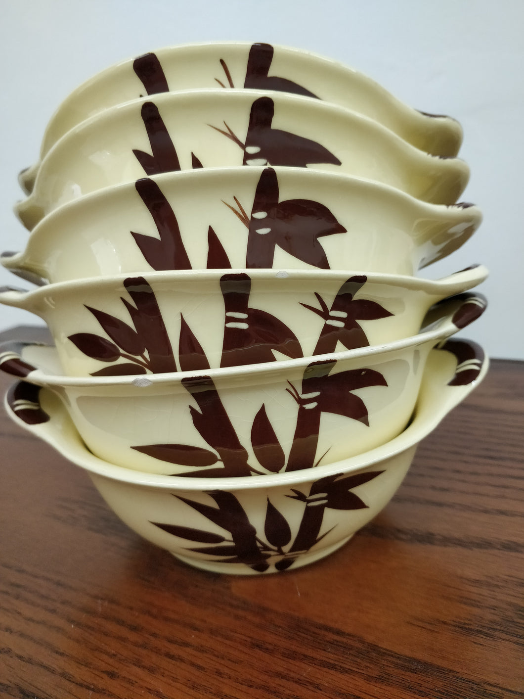 Vintage Weil Ware Hand Decorated Bamboo Bowl