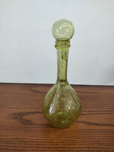 Vintage Yellow Hand Blown Glass Bottle