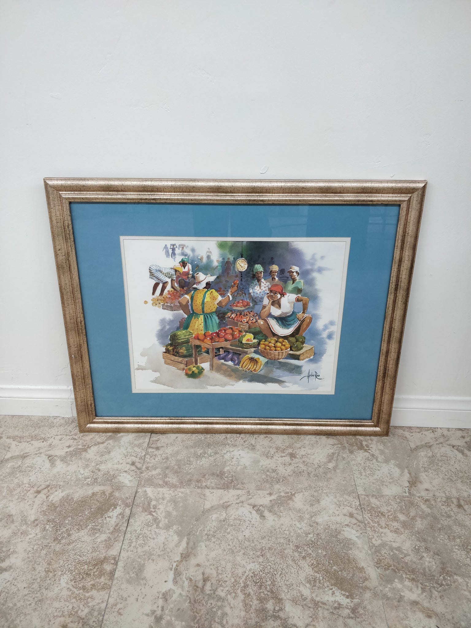 Vintage Herbie Rose Watercolor Market Scene Wall Art – Gordelly, Unlimited