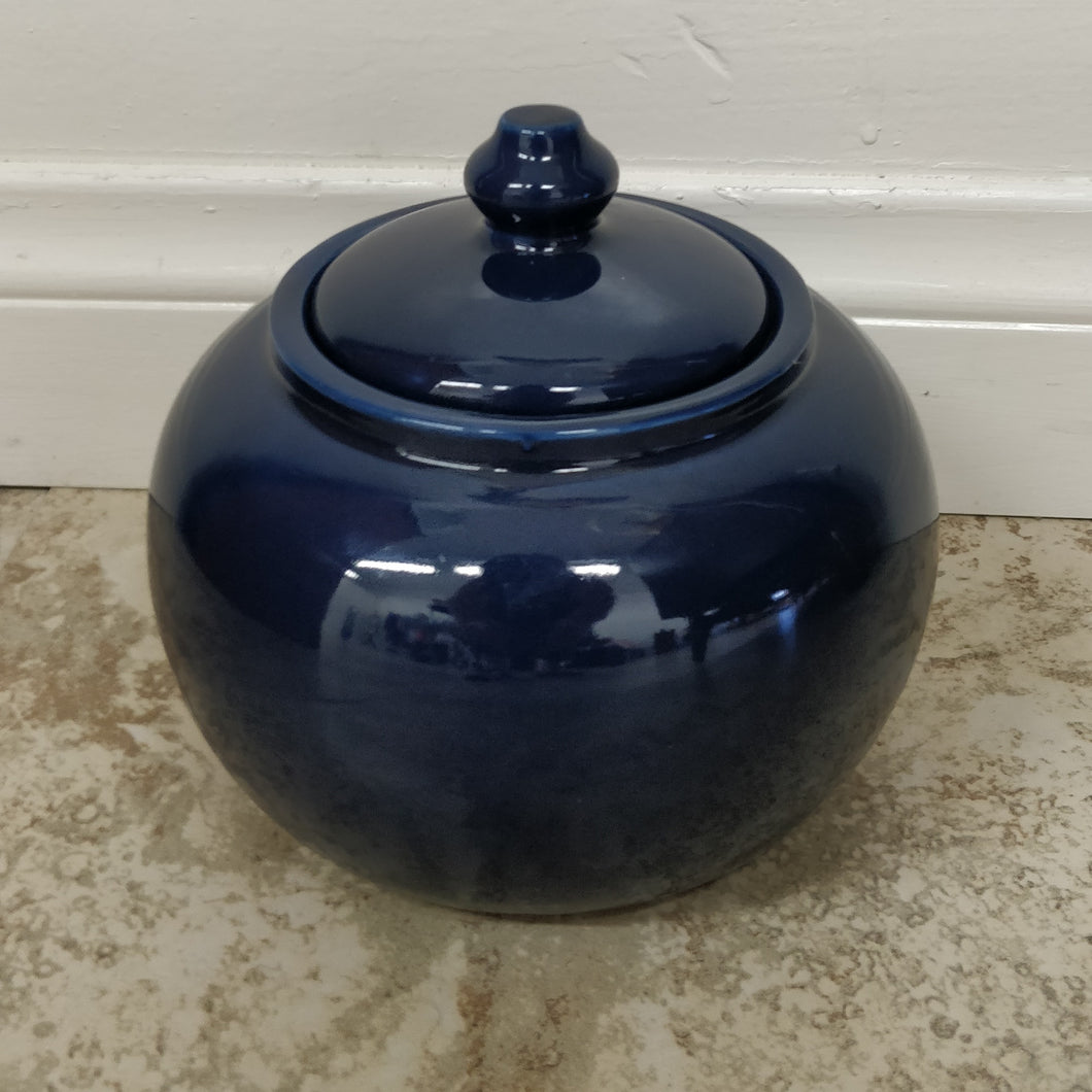 Vintage Blue Ceramic Pot w/Lid