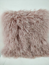 Creative Co-Op Mongolian Sheep Fur Pillow, Pink