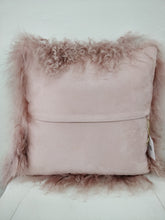 Creative Co-Op Mongolian Sheep Fur Pillow, Pink