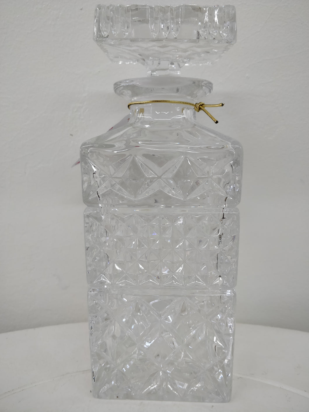 Vintage Square Hand Cut Crystal Decanter
