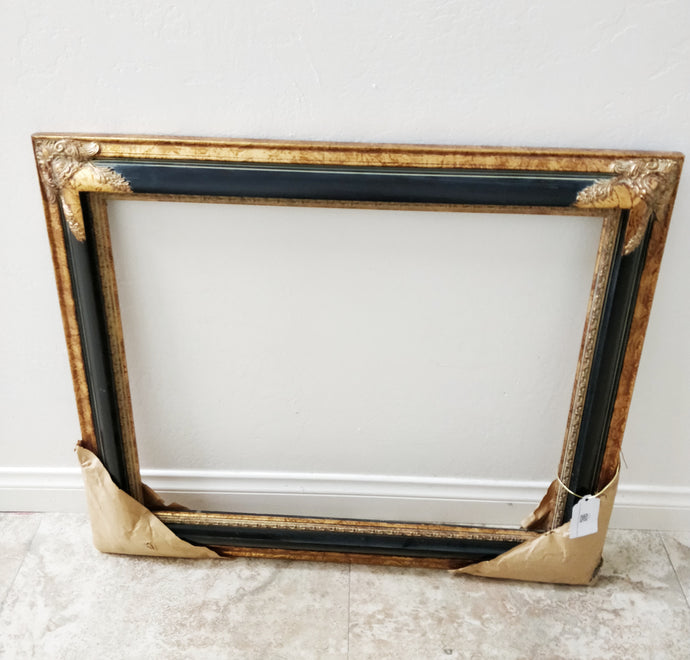 Vintage Large Black and Gold Wood Frame Wall Decor