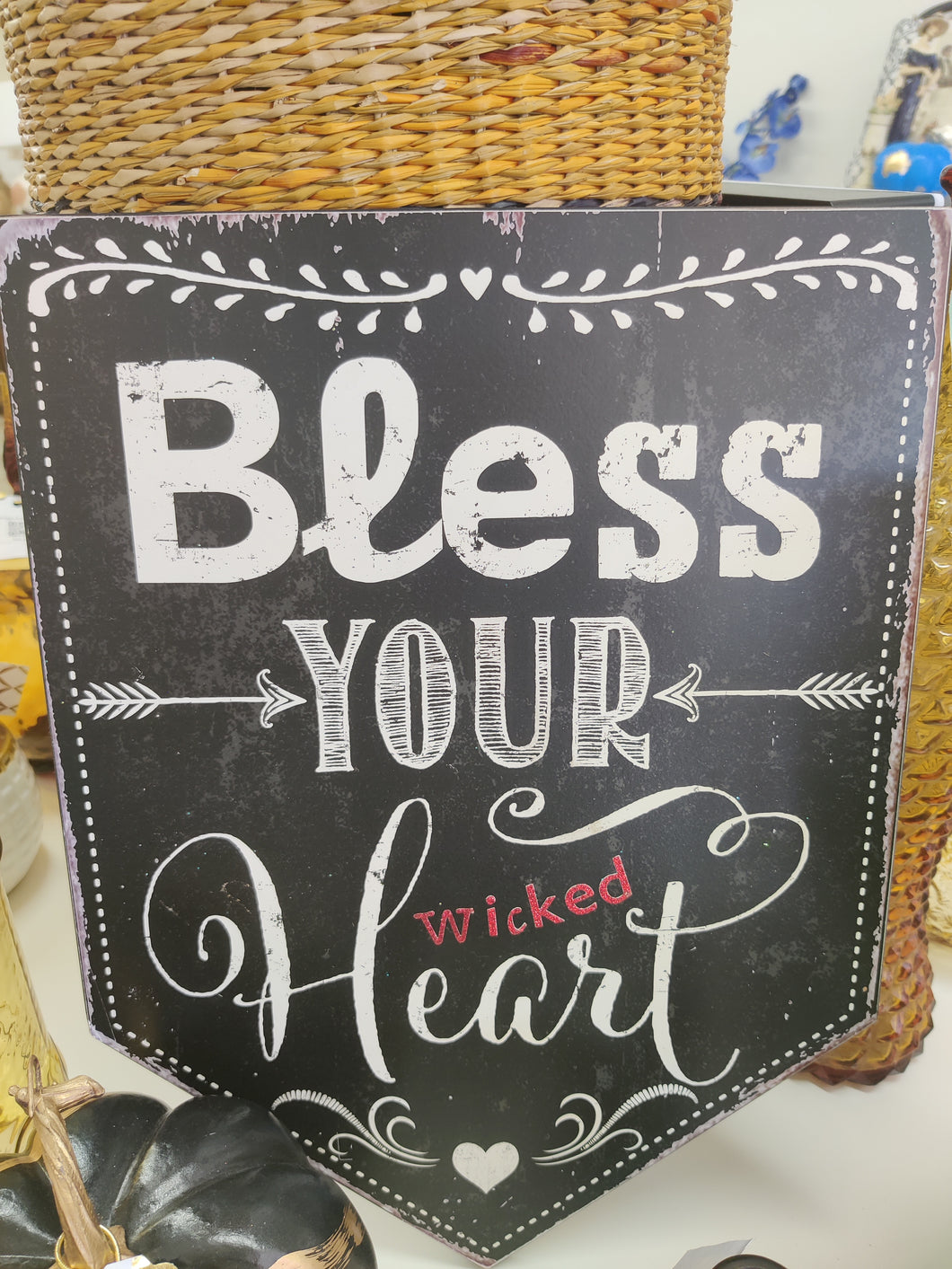 Distressed Bless Wall Sign