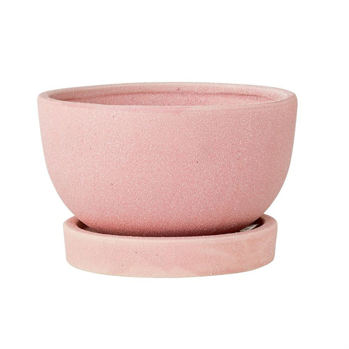 Bloomingville Rose Stoneware Pot w/Saucer